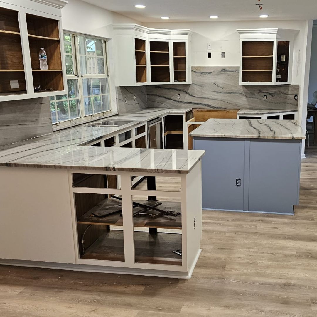 Kitchen remodel — marble countertops and custom cabinetry