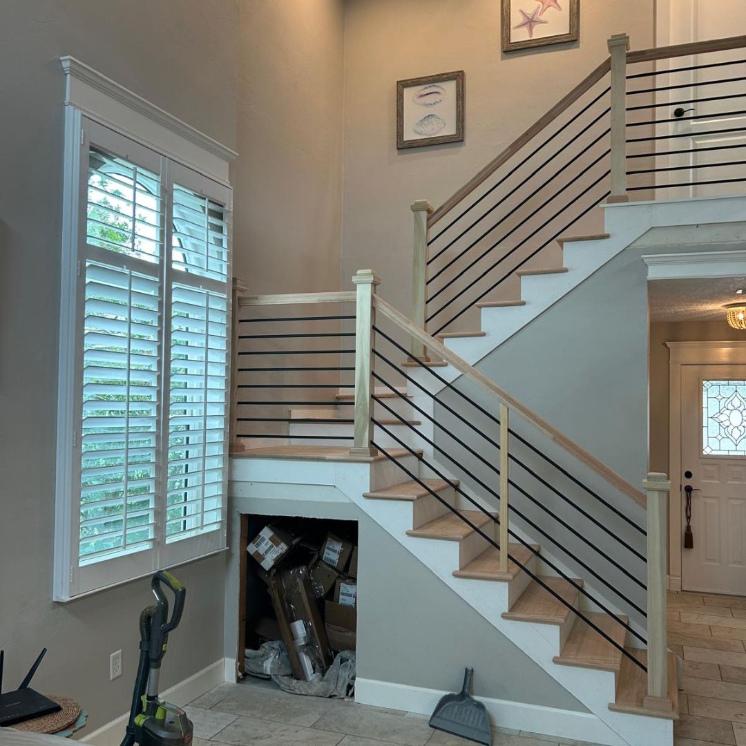 Custom staircase with modern handrails